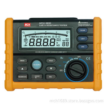 Digital Earth Resistance Tester, 100 Groups of Data Logging (MCH-9830)